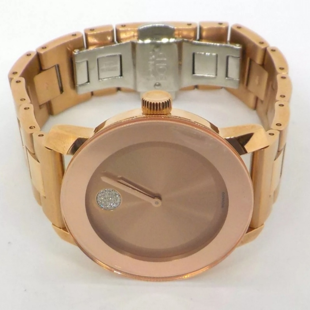 **SOLD** MOVADO BOLD 3600086 Rose Gold Stainless Steel Crystal Dot Ladies Watch - Picture 7 of 13